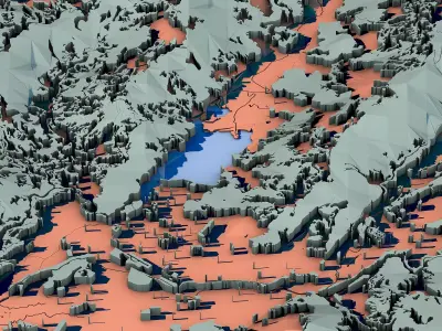 Low Poly Topographic Landscape Model 3D model