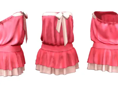 Strapless Candy Dress Low-poly 3D model