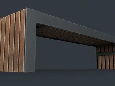 Modern Outdoor Bench 14 PBR Game Ready Low-poly 3D model