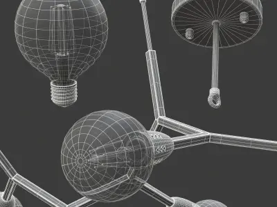 Polygon Chandelier 6 White 3D model