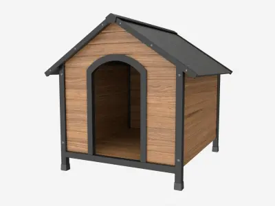 Outdoor Wooden Dog House 02 3D model