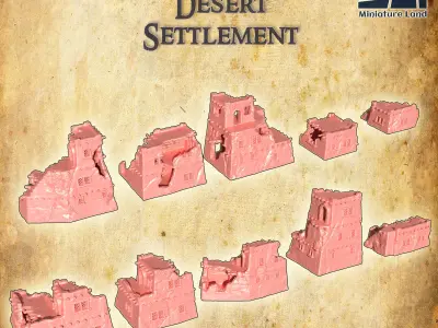 Ruined Desert Settlement Tabletop Terrain 28 MM 3D print model
