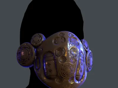 Gas mask helmet scifi Low-poly character art game space  Low-poly 3D model 6