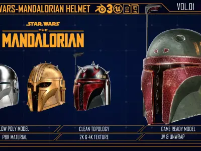 Star-Wars Mandalorian Helemt Low-poly 3D model