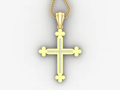 High Cross Pendant Light Gold 18K 4CP016 3D print model