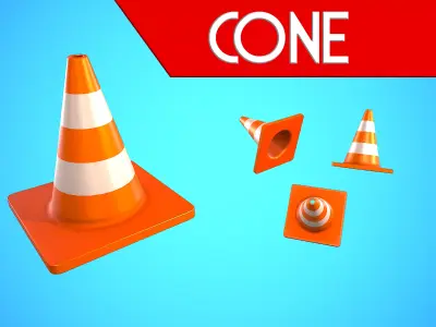 CONE TRAFFIC CARTOON STYLIZED Low-poly 3D model