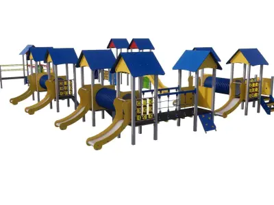 Kids Playground swing playset playhouse street workout PACK 3D model