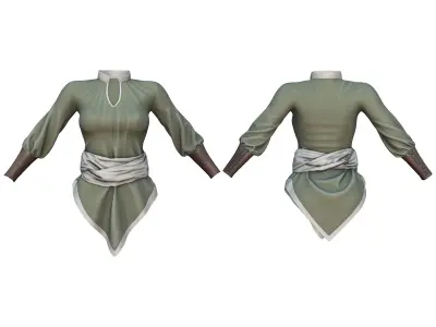 Dystopian Medieval Top Pants Boots Outfit Low-poly 3D model