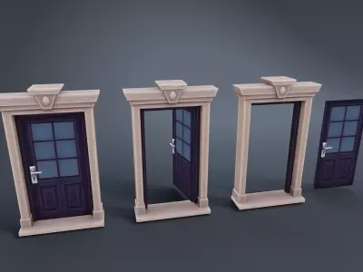 Stylized doors Low-poly 3D model