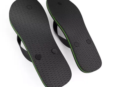 Black and Green Havaianas - Realistic Flip Flops Low-poly 3D model