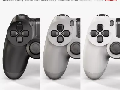 Sony PlayStation 4 Controller Black White Grey Colors Low-poly 3D model