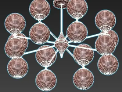 mimosa-a3649pl-16pb modern chandelier with balls and gold acc... 3D model