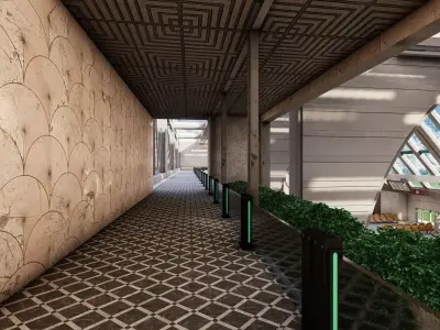 Bus Station Modular Low-poly 3D model