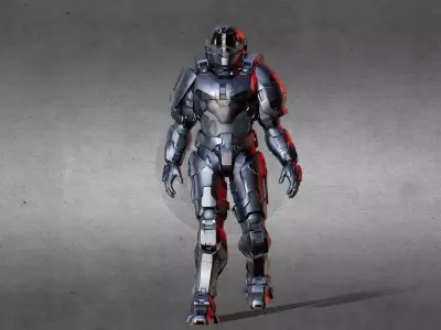 Armored Character game Ready Low-poly 3D model