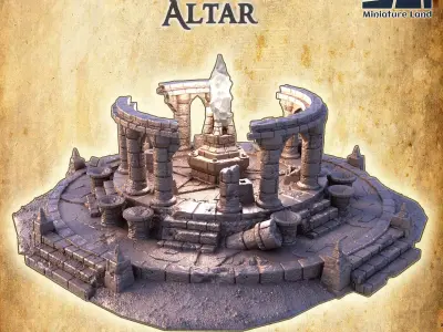 Old Round Altar Tabletop Terrain 28 MM 3D print model