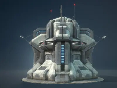 Sci-Fi Buidling Game Low-Poly Low-poly 3D model