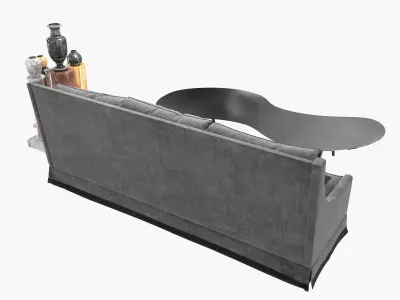 Three seat custom sofa and Arad low center table and pedestals 3D model