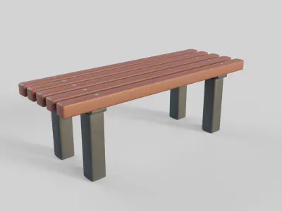 Cartoon Bench 3 Low-poly 3D model