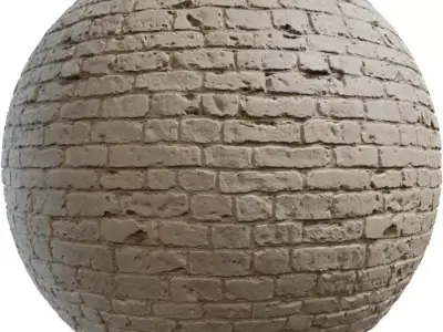 Cream White Painted Brick Wall PBR Texture  Texture