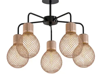 GRISSELL chandelier with five light bulbs 3D model