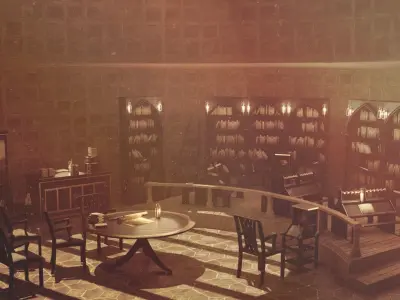 Medieval Library Model Pack Black low-poly Low-poly 3D model