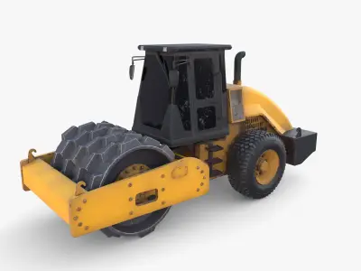 Road roller V4 Low-poly 3D model