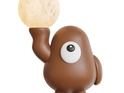 Big-eyed Monster Night Light Low-poly 3D model