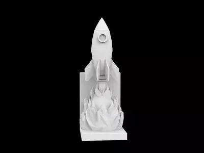 Space Rocket Bookend Sci-Fi Adventure Book Support 3D print model