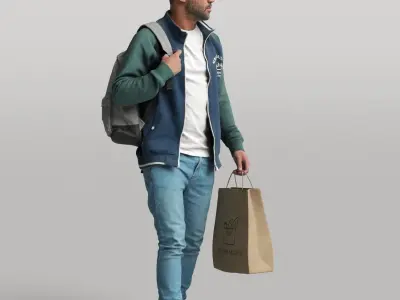 Humano Casual man walking and shopping 0407 3D model