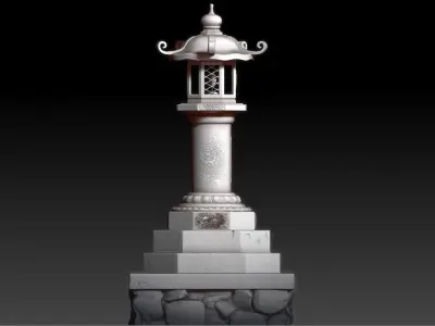 Japanese Lantern gameready stylized Low-poly 3D model