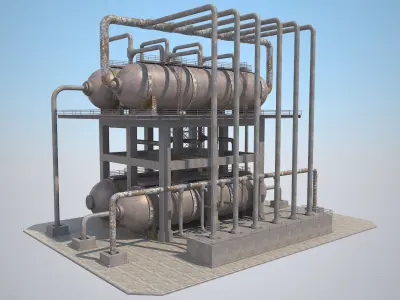 Industrial Silo 8 Low-poly 3D model