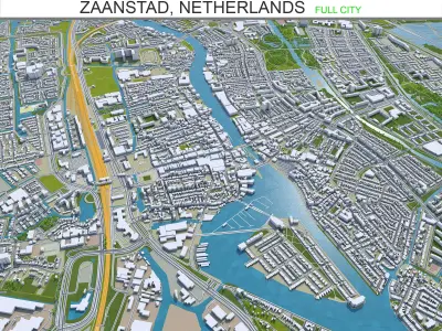 Zaanstad Netherlands 25km Low-poly 3D model