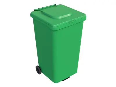 Wheeled Trash Can Low-poly 3D model