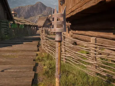 Medieval Viking Standing Torch - Game Ready PBR Asset Free low-poly 3D model