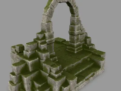gate 9 archway with moss Low-poly 3D model