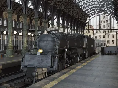 Train Station Low-poly 3D model