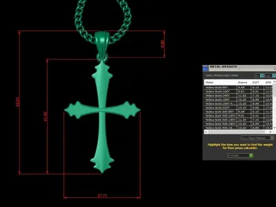 Light Gold 18K Cross Pendant 1CP016 3D print model purchase