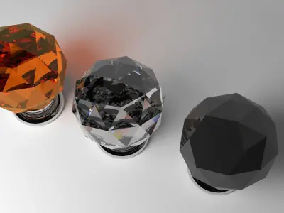 Crystal Faceted Cut Glass Knob 3D model
