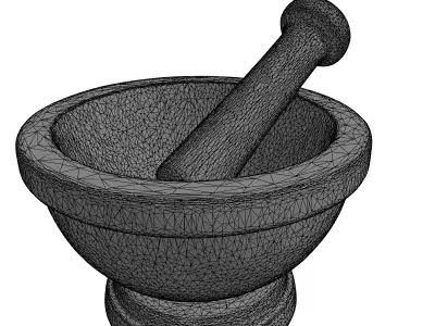 Granite Mortar and Pestle Set Low-poly 3D model