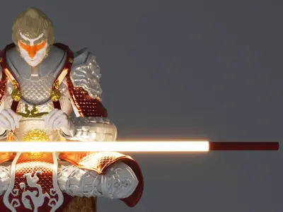 Monkey King Sun Wu Kong Sitting Sculpture Statue 3D model 3D model