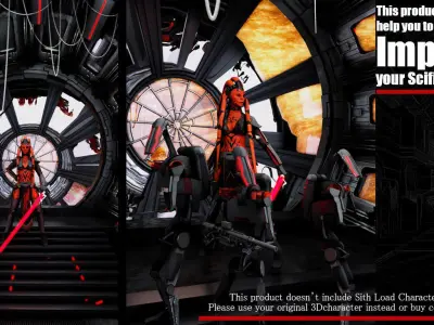 Sci-fi Corrider for Sith Load Game Ready Package  3D model