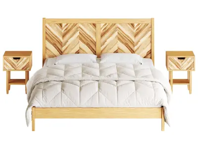 Paxton Wooden Bed 3D model