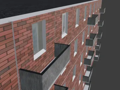 Brick Building 5 Floors Low-poly 3D model