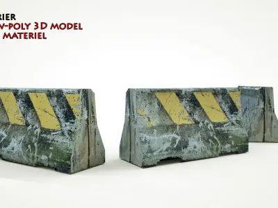 Road Concrete Barrier 3d Model Low-poly 3D model
