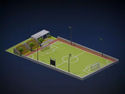Football Ground Low-poly 3D model