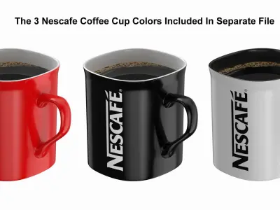 Nescafe Coffee Cup White With Coffee 3D model