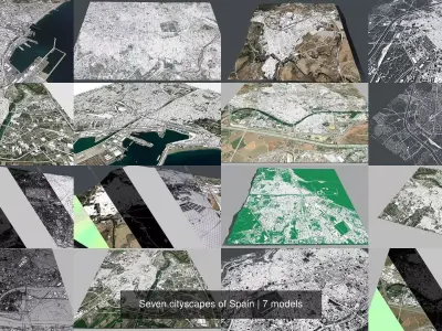 Seven cityscapes of Spain 3D Model Pack
