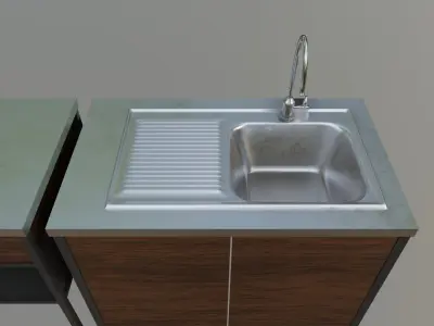 Industrial Kitchen Set Low-poly 3D model