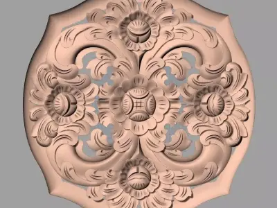 Bed door flower 3D relief STL model for CNC engraving E545 3D model