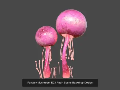10 Fantasy Mushroom E Collection - Scene Backdrop Design 3D Model Pack